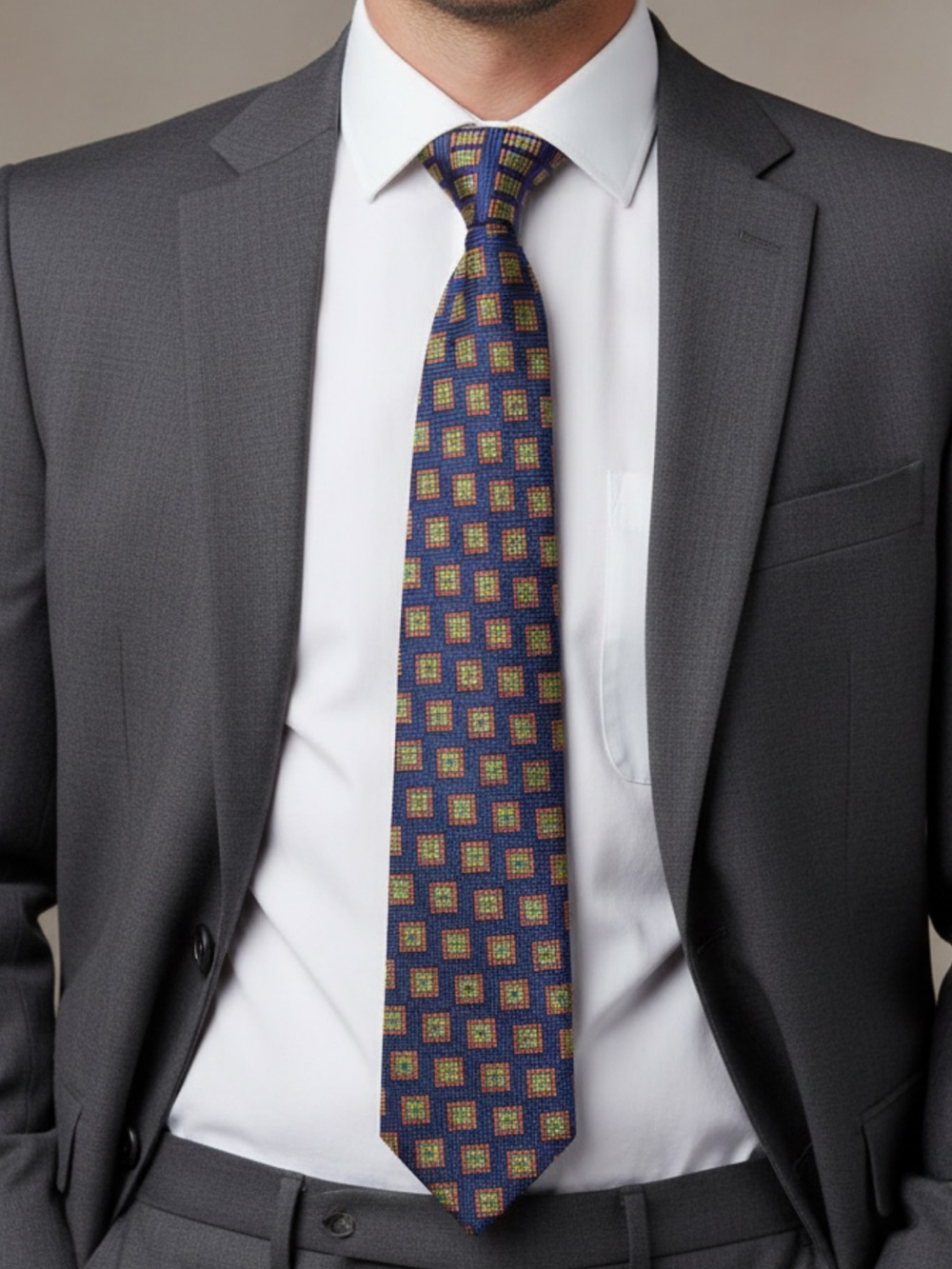 Elegant Navy and Gold Men's Tie